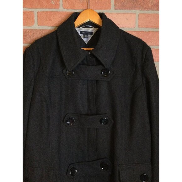 Tommy Hilfiger Women's Duffle Coat Jacket Collared Long Sleeve Gray Size 2X warm - Picture 2 of 5